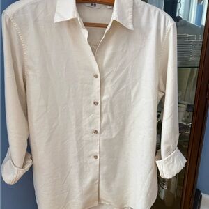 Uniqlo Cream Button-Down Shirt